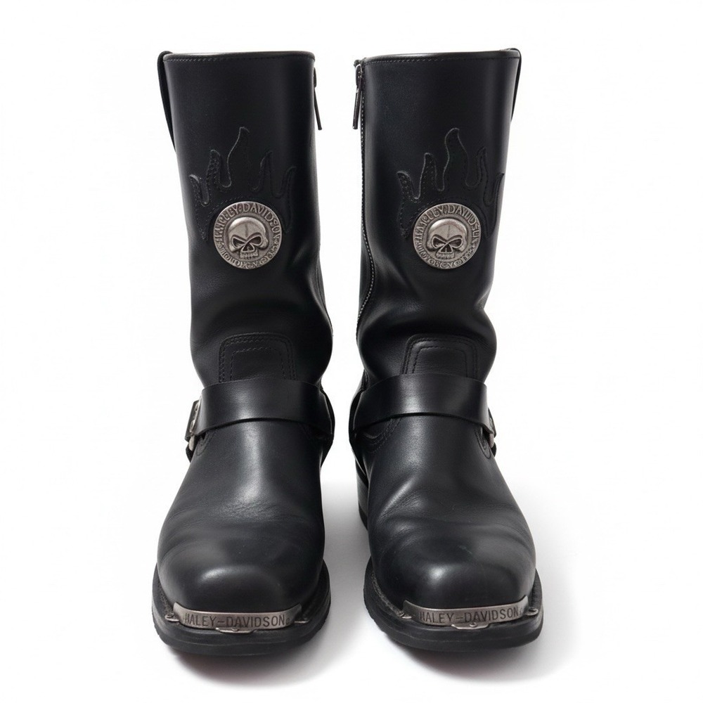 Harley-Davidson Black Leather Harness Boots Size 10 Biker Moto